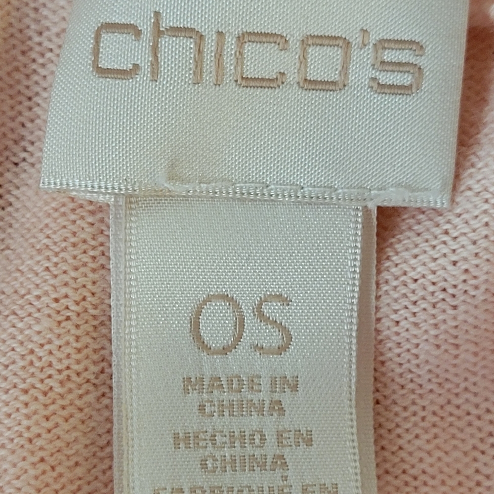 Chico's Pale Pink Short Sleeve Lightweight Ruana Style Sweater ~ OSFM ~ Pretty! - Picture 9 of 13